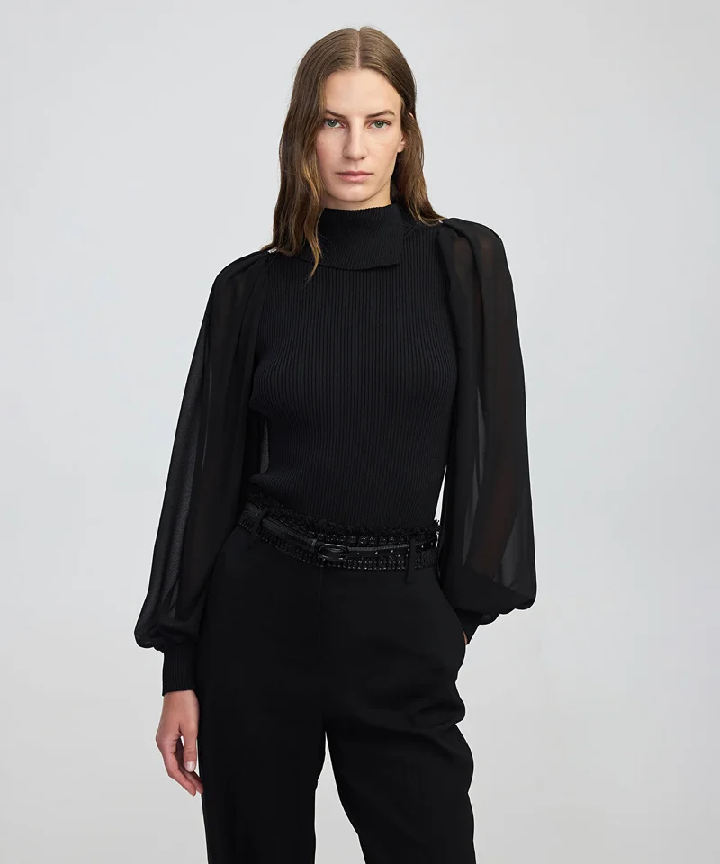 ابيكول Mixed Media Knit Top